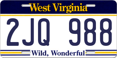 WV license plate 2JQ988