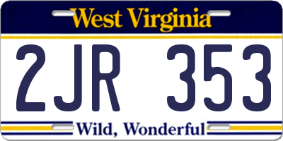 WV license plate 2JR353