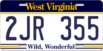 WV license plate 2JR355