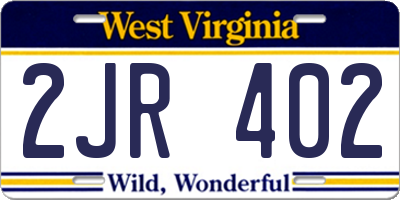 WV license plate 2JR402