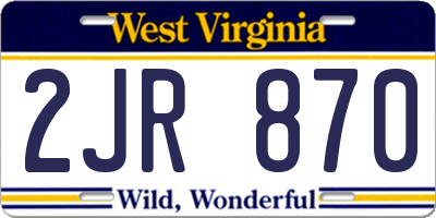 WV license plate 2JR870