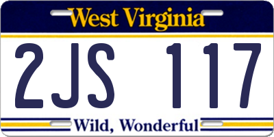 WV license plate 2JS117