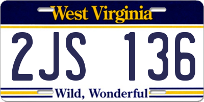 WV license plate 2JS136