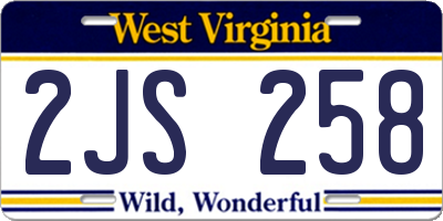 WV license plate 2JS258