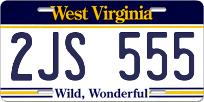 WV license plate 2JS555