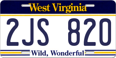 WV license plate 2JS820
