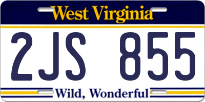 WV license plate 2JS855