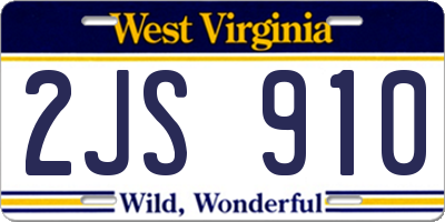 WV license plate 2JS910