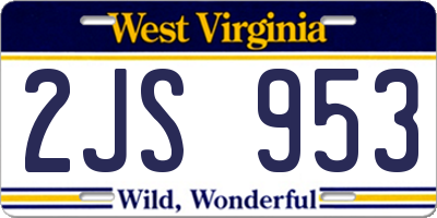 WV license plate 2JS953