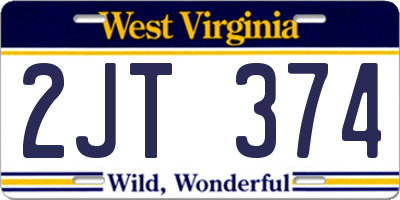 WV license plate 2JT374