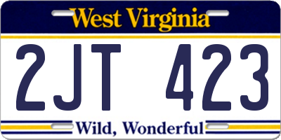 WV license plate 2JT423
