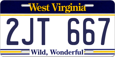 WV license plate 2JT667