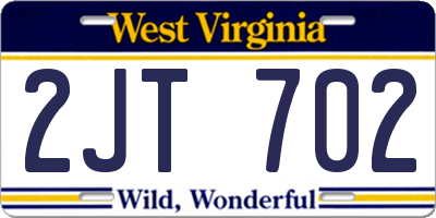 WV license plate 2JT702