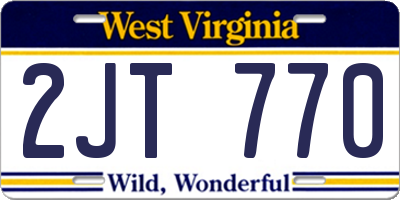 WV license plate 2JT770