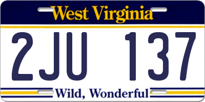 WV license plate 2JU137