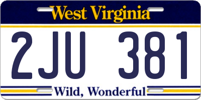 WV license plate 2JU381