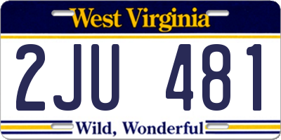 WV license plate 2JU481