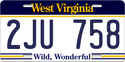 WV license plate 2JU758