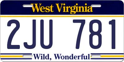 WV license plate 2JU781