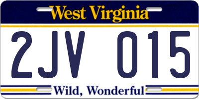WV license plate 2JV015