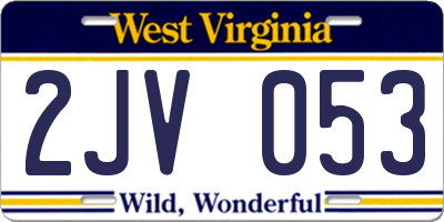 WV license plate 2JV053