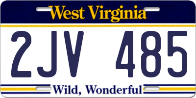 WV license plate 2JV485