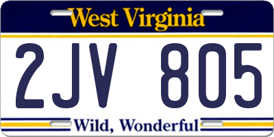WV license plate 2JV805
