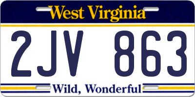 WV license plate 2JV863