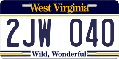 WV license plate 2JW040