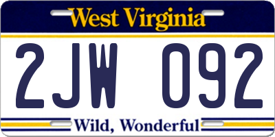 WV license plate 2JW092