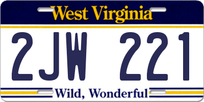 WV license plate 2JW221