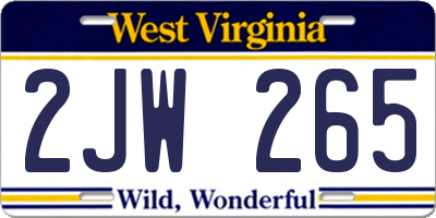 WV license plate 2JW265