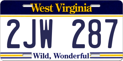 WV license plate 2JW287
