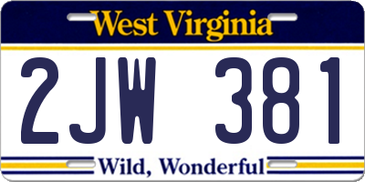 WV license plate 2JW381