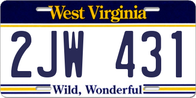 WV license plate 2JW431