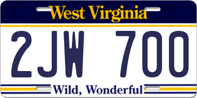 WV license plate 2JW700