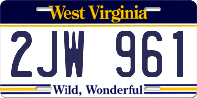 WV license plate 2JW961