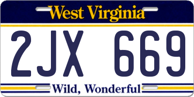 WV license plate 2JX669