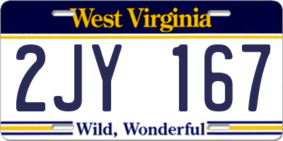 WV license plate 2JY167