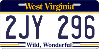 WV license plate 2JY296