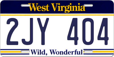 WV license plate 2JY404