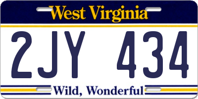 WV license plate 2JY434