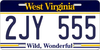 WV license plate 2JY555