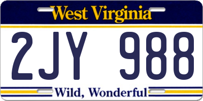 WV license plate 2JY988
