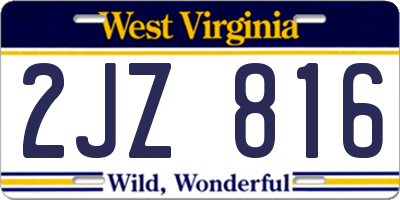 WV license plate 2JZ816