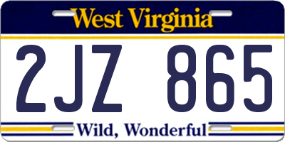 WV license plate 2JZ865