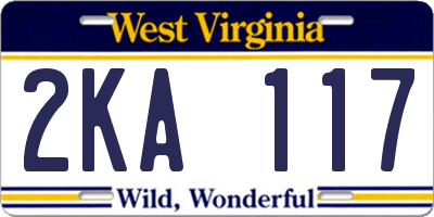 WV license plate 2KA117