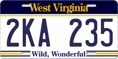 WV license plate 2KA235