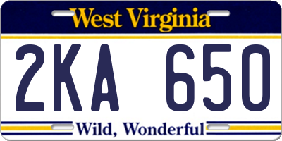 WV license plate 2KA650