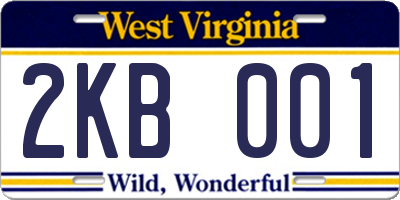 WV license plate 2KB001